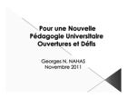 Pour une Nouvelle Pédagogie Universitaire : Ouvertures et Défis